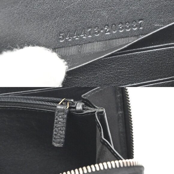 GUCCI Logo Guccissima GG Pattern Long Zipper Wallet Leather Black - Picture 10 of 12